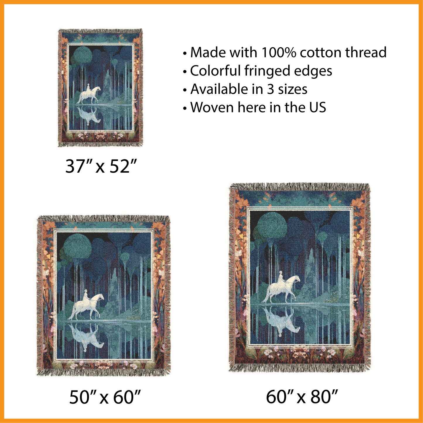 Fairytale Woven Blanket, Vintage Horse Tapestry, Dark Academia Jacquard Throw, Enchanted Forest Wall Hanging, Mythical Art Nouveau Gift