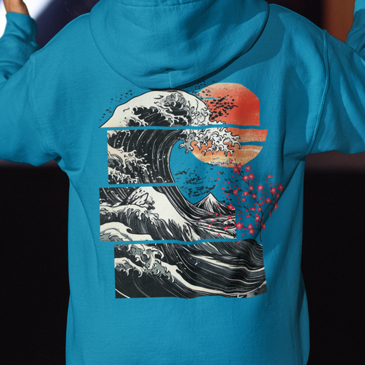 Japanese Hoodie, Japan Waves Hoodie, Kanagawa Waves Style, Great Waves Hoodie, Hokkaido Hoodie, Tokyo Hoodie, Japan Art Style Hoodie