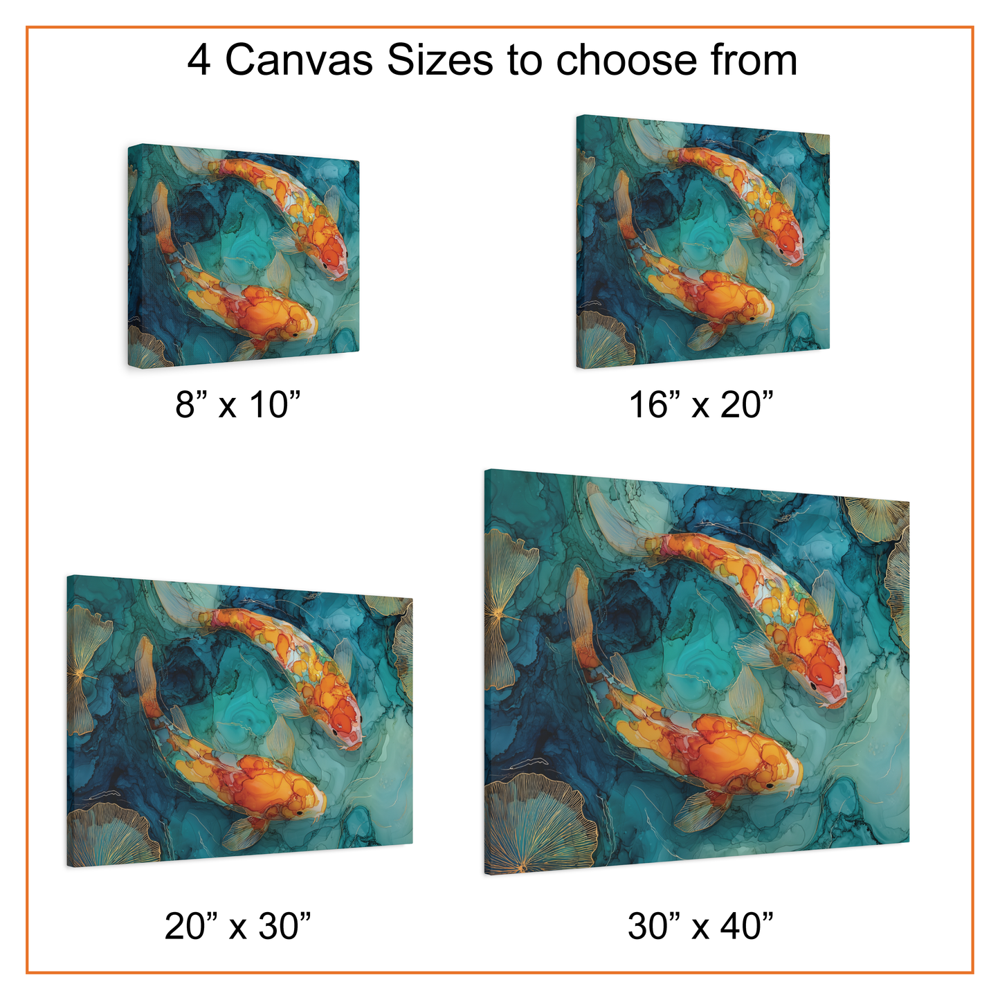 Koi Fish Canvas Art, Japanese Fish Poster Print, Abstract Alcohol Ink Style Print, Pond Fish Wall Decor, Zen Spiritual Good Fortune Gift