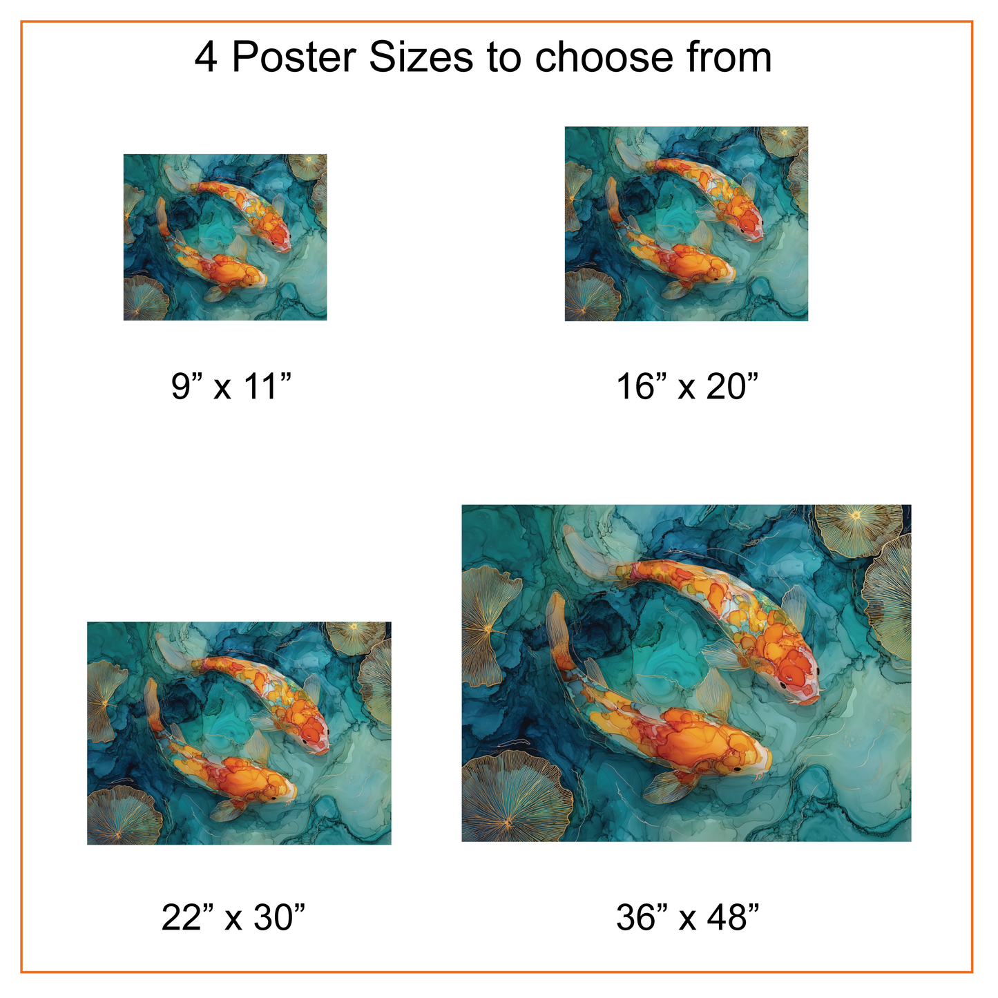 Koi Fish Canvas Art, Japanese Fish Poster Print, Abstract Alcohol Ink Style Print, Pond Fish Wall Decor, Zen Spiritual Good Fortune Gift