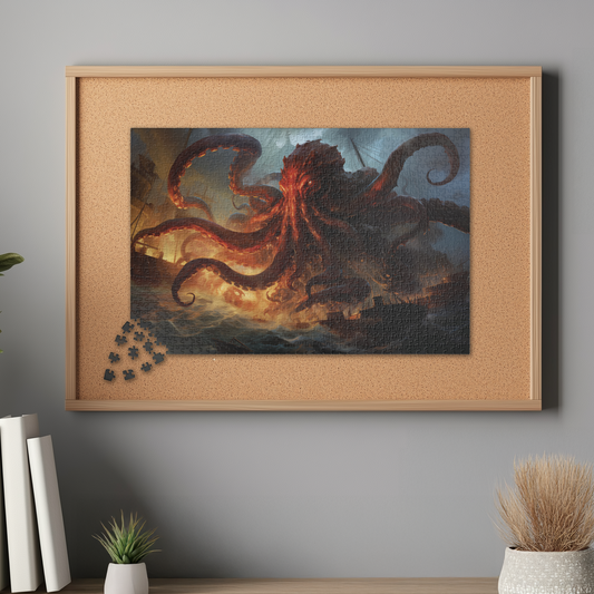 Epic Kraken Puzzle, Giant Octopus Jigsaw Puzzles, Mythical Sea Monster Jigsaw Puzzle, Fantasy Ocean Battle Puzzle, Kraken Attack Puzzle