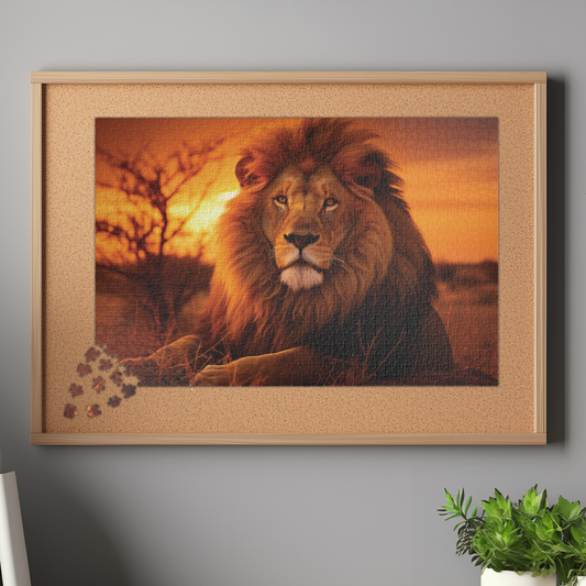 Lion Safari Jigsaw Puzzle, African Sunset Puzzle, Wildlife Lover Gift, Regal Lion Puzzle, Relaxing Puzzle Challenge, Majestic Lion Puzzle