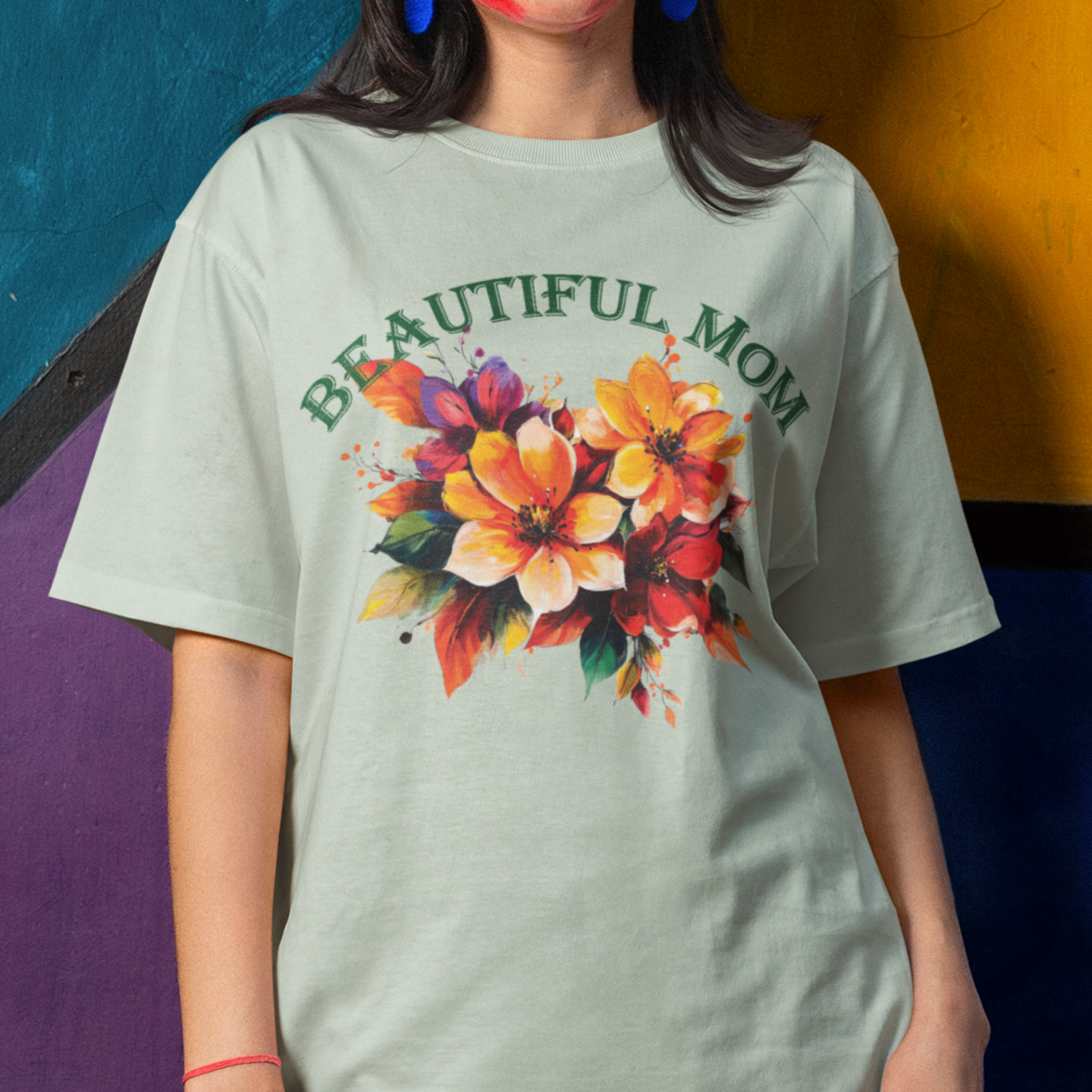 Comfort Colors Mother's Day Gift, Beautiful Mom T-shirt, Floral Design Tee, Gift for Her, Mothers Day Shirt, Mother Flower Shirt