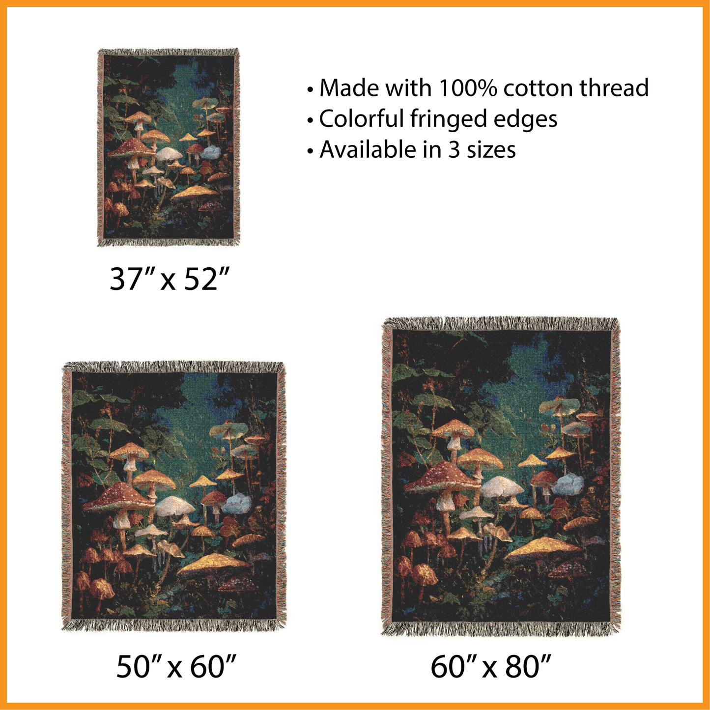 Mushroom Woven Blanket, Dark Cottagecore Tapestry, Moody Forest Floor Jacquard Throw, Goblincore Botanical Art, Witchy Fungi Home Decor Gift