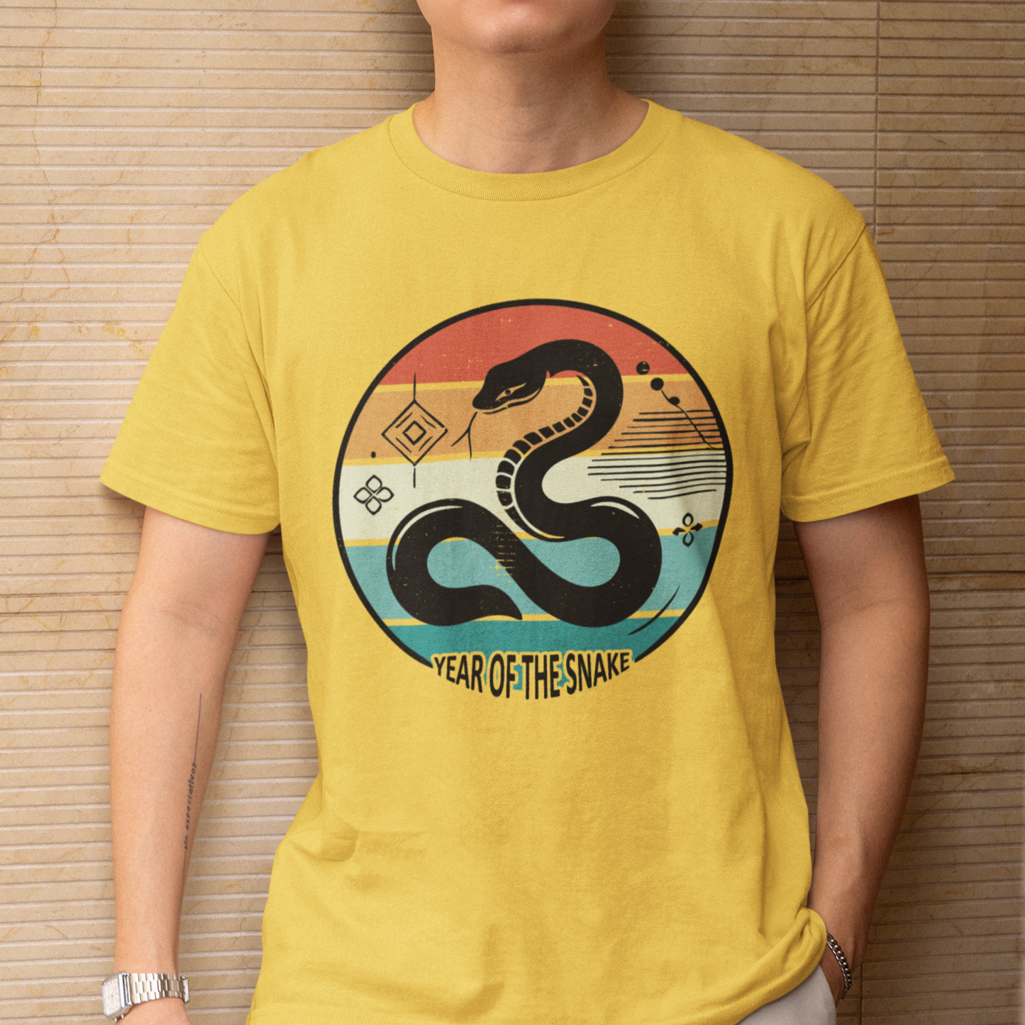 Minimalistic Retro Snake T-Shirt, Year of the Snake Tee, Lunar New Year 2025 Shirt, Zodiac Artwear, Vintage Distressed Style Graphic Tee