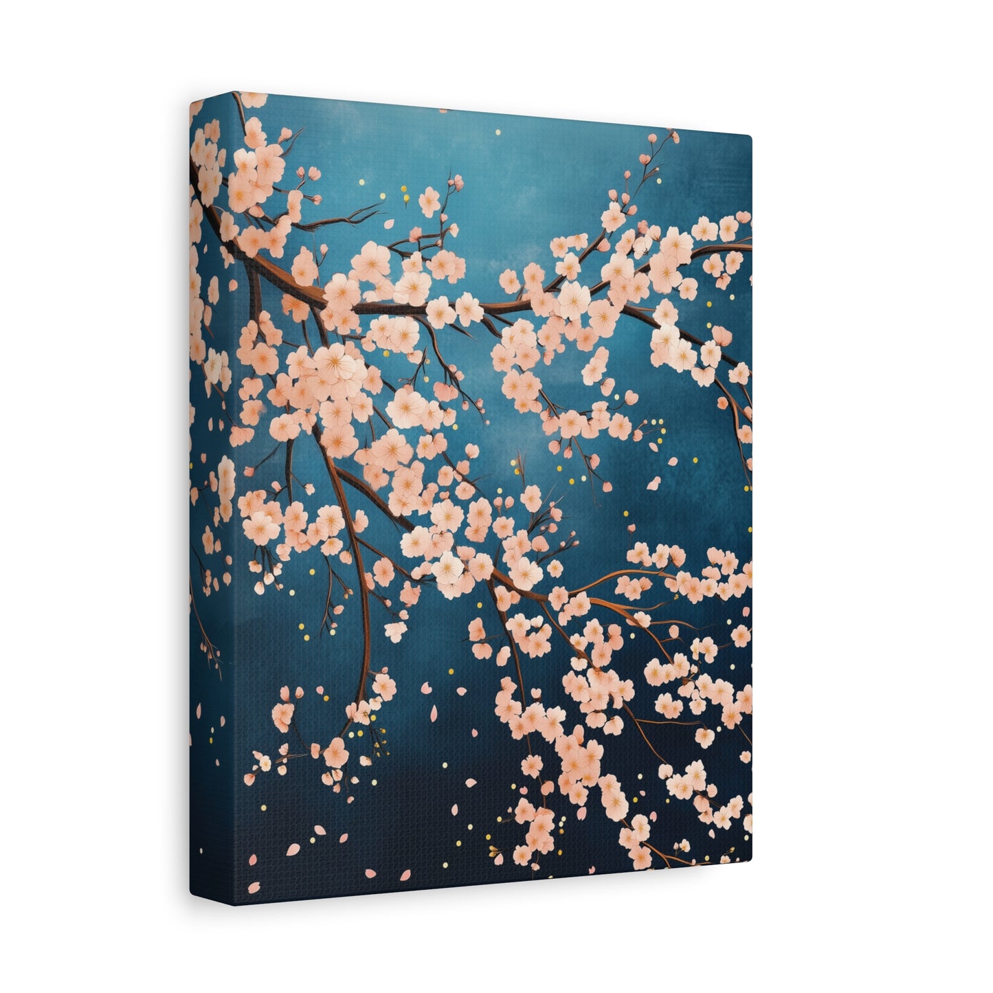 Canvas print with cherry blossom design on a blue background