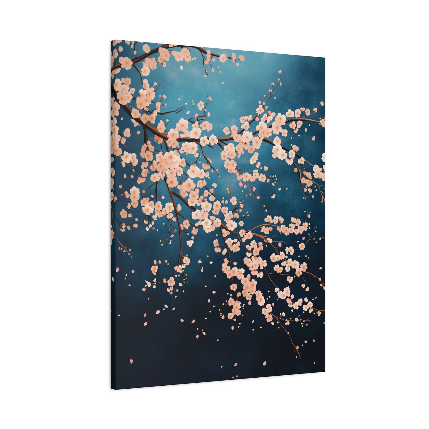 Canvas print of cherry blossoms against a dark blue background