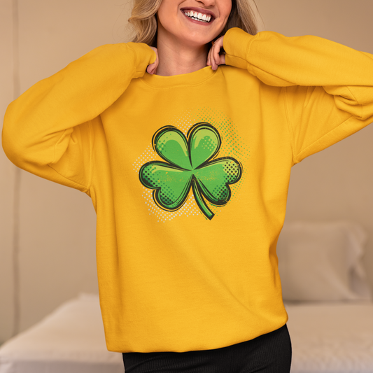 Green Shamrock Crewneck Sweatshirt, St Patrick's Day Irish Pride Gift, Lucky Charm Top, Trendy Holiday Apparel, Casual Outfits