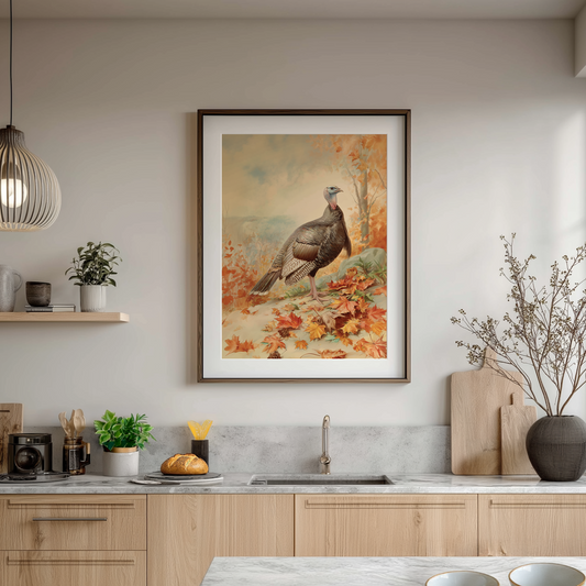 Autumn Wild Turkey Canvas or Poster Print, Thanksgiving Wall Decoration, Oil Painting Style Print, Nature Wall Art, Fall Wildlife Decor