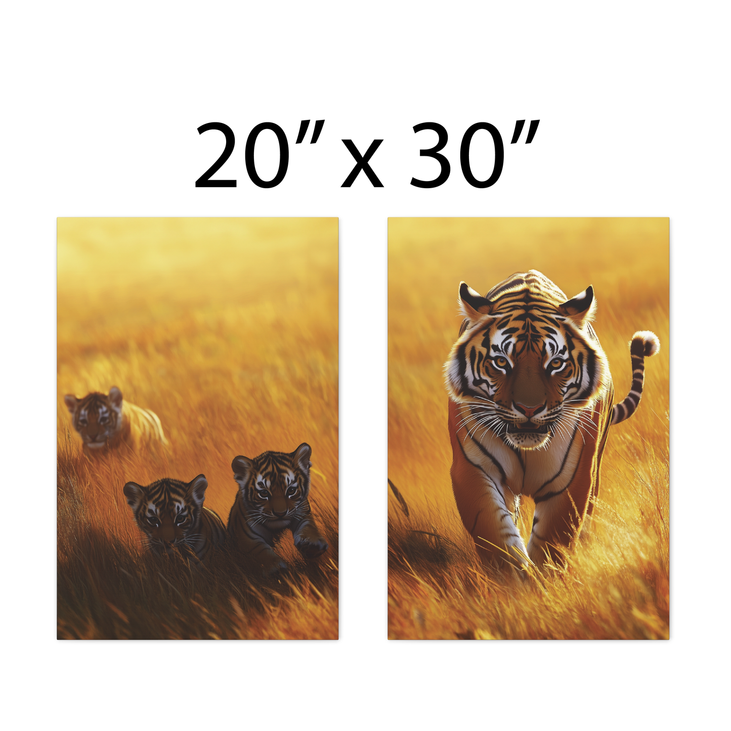 Tiger Family Canvas Wall Art Canvas Set, Nature Wildlife Prints, Home Office Decor, Majestic Tiger Artwork, Africa Safari Canvas, Set of 2