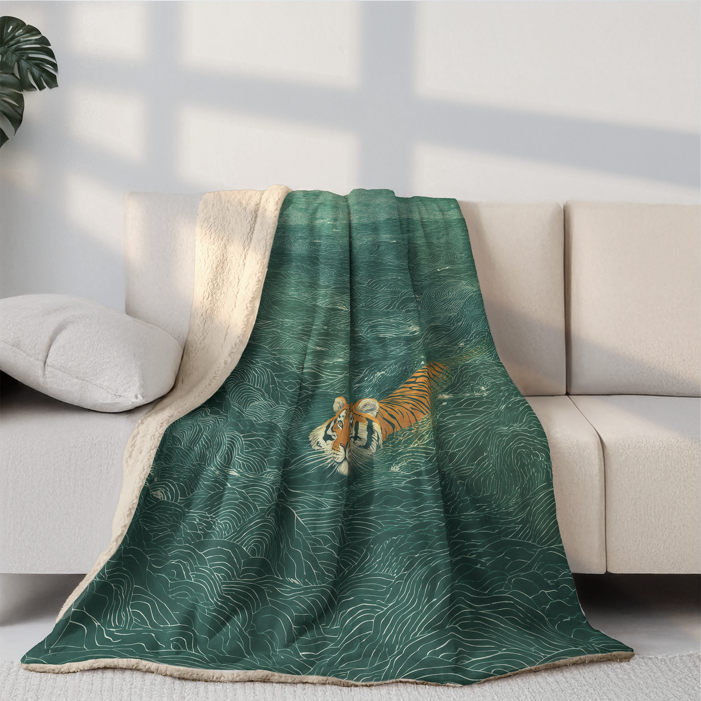 fleece sherpa blanket with tiger designs
