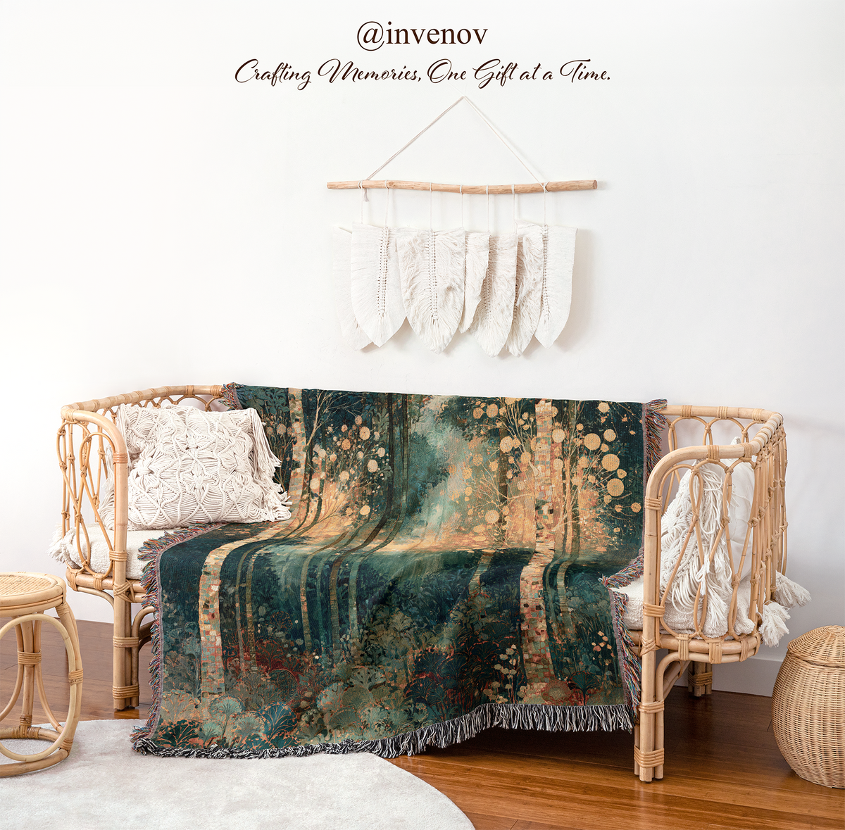 Woven blanket with tree designs