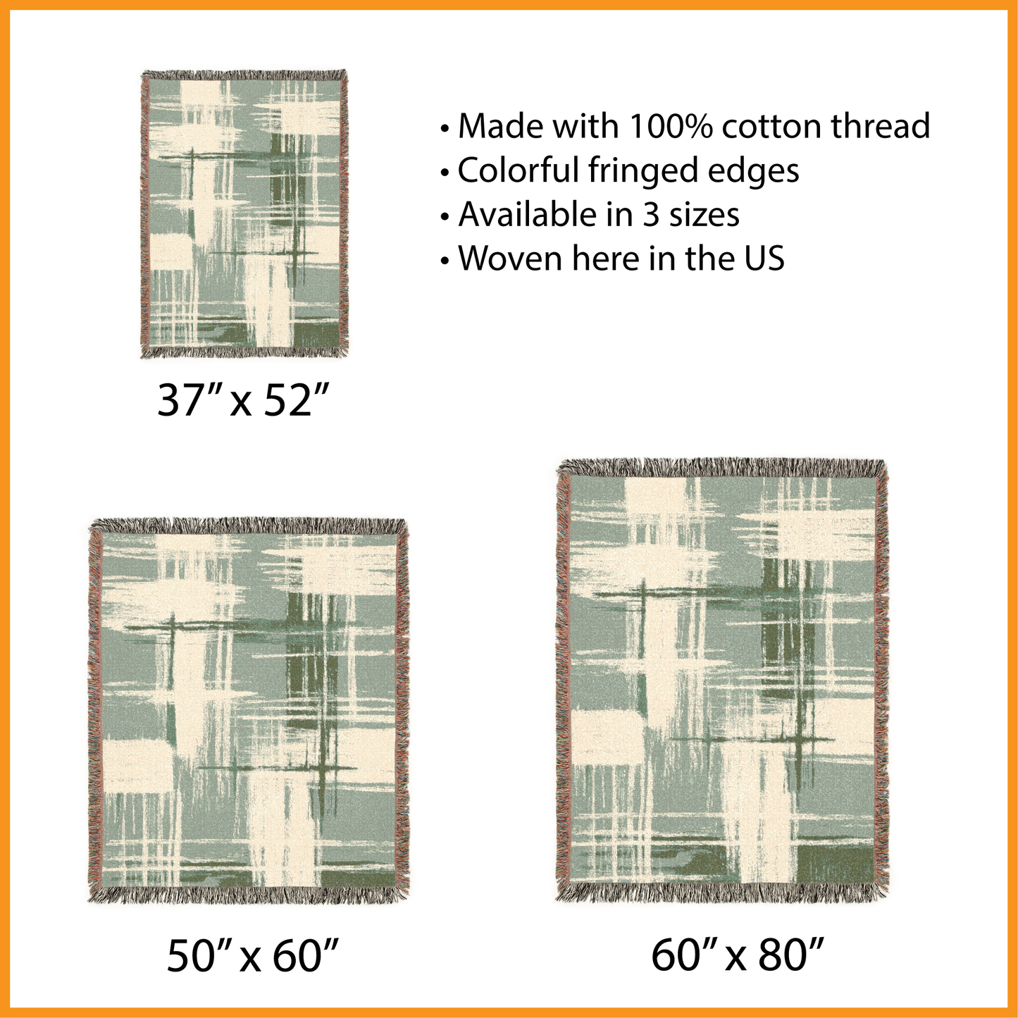 Wabi-Sabi Woven Blanket, Sage Green Japanese Art Tapestry, Modern Art Wall Hanging, Minimalist Japan Style Jacquard Throw, Eclectic Decor