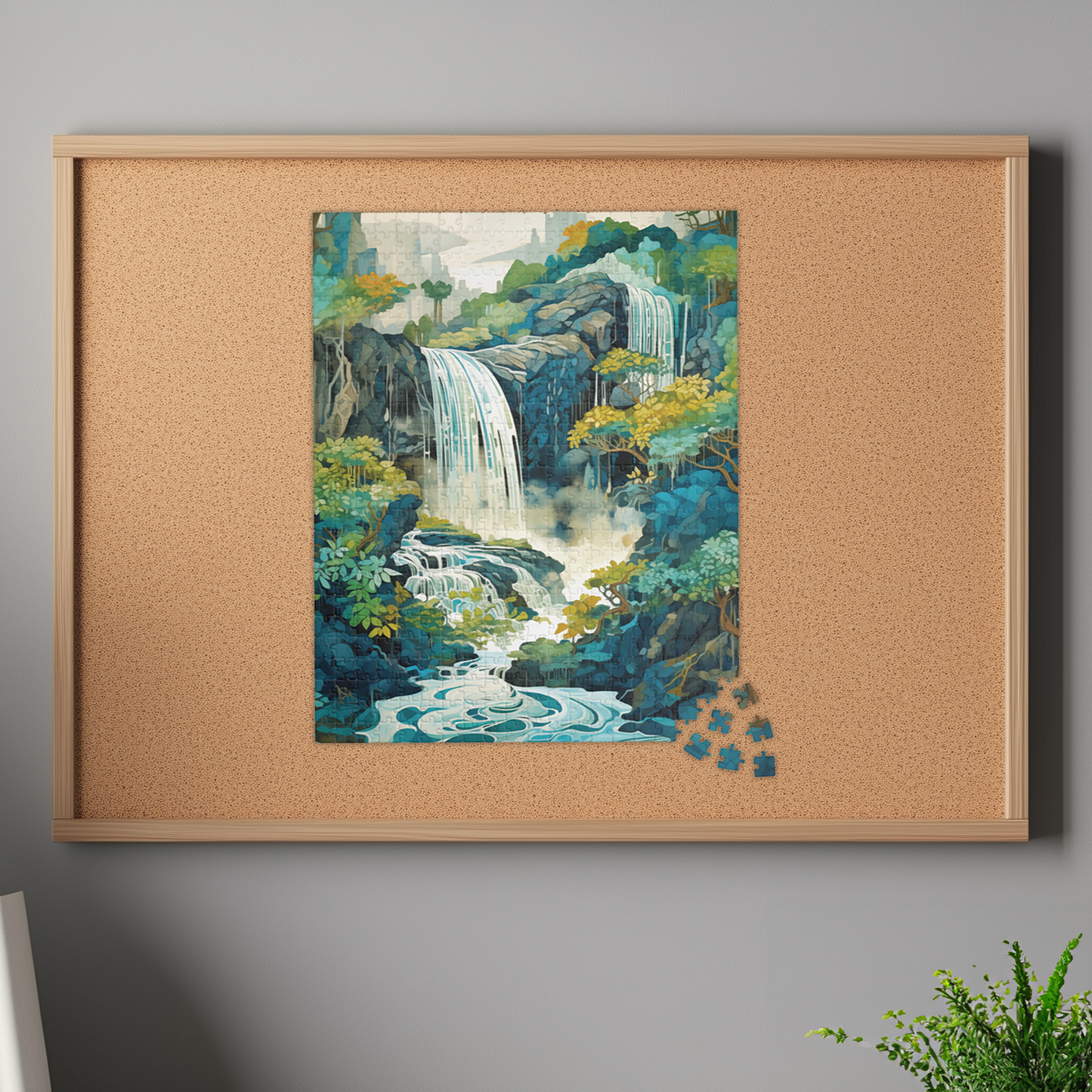 Waterfall Puzzle, Serene Mountain Landscape Jigsaw Puzzle, Challenging Game for family, Piece Puzzle for Nature Lovers, Mindfulness Activity