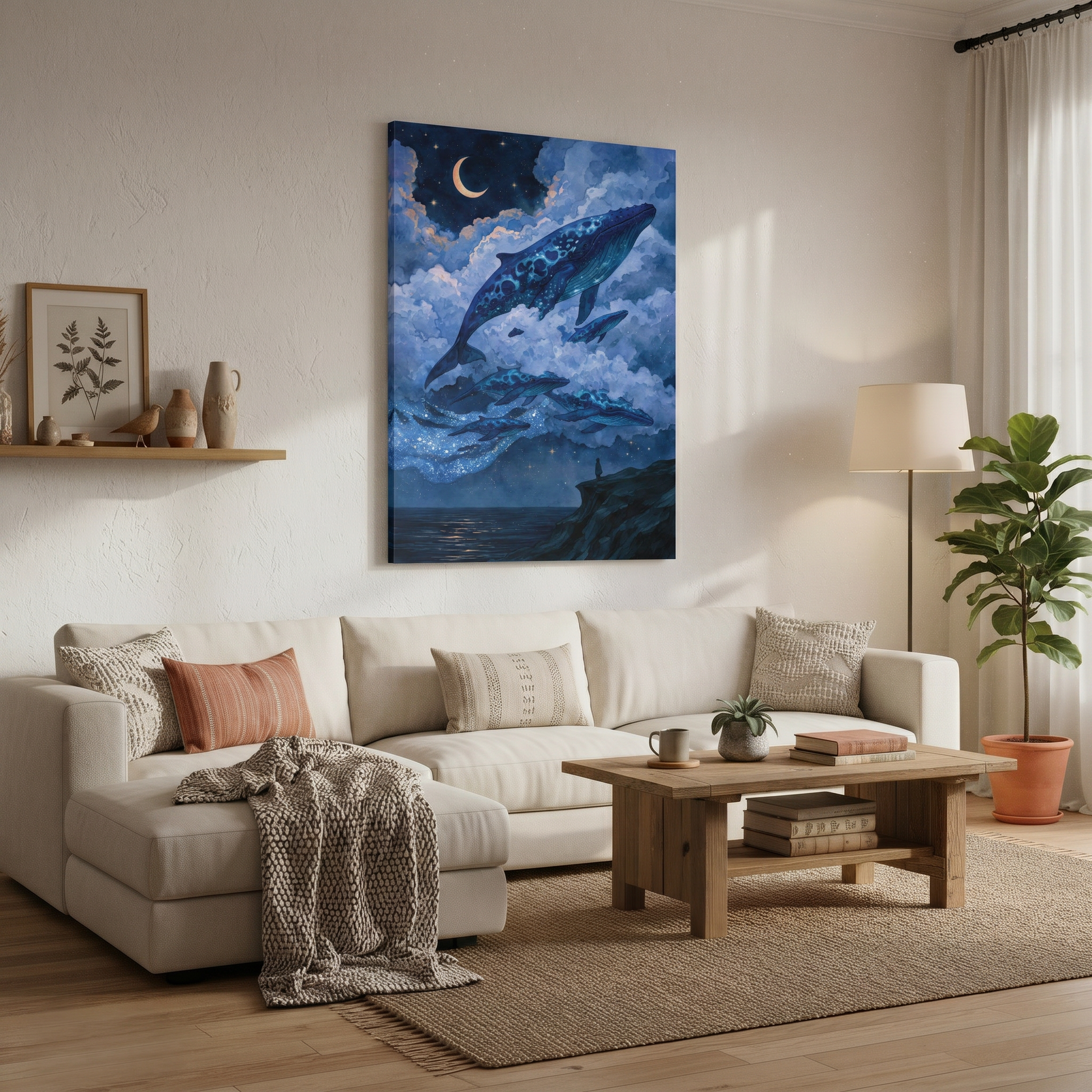 canvas art with whale designs