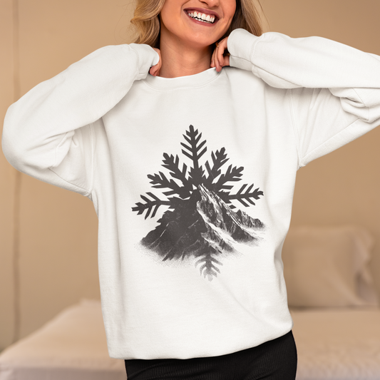 Mountain Peak Snow Ice Sweatshirt, Winter Nature Adventure Sweater, Wilderness Lover Crewneck Jumper, Outdoor Hiking Clothing