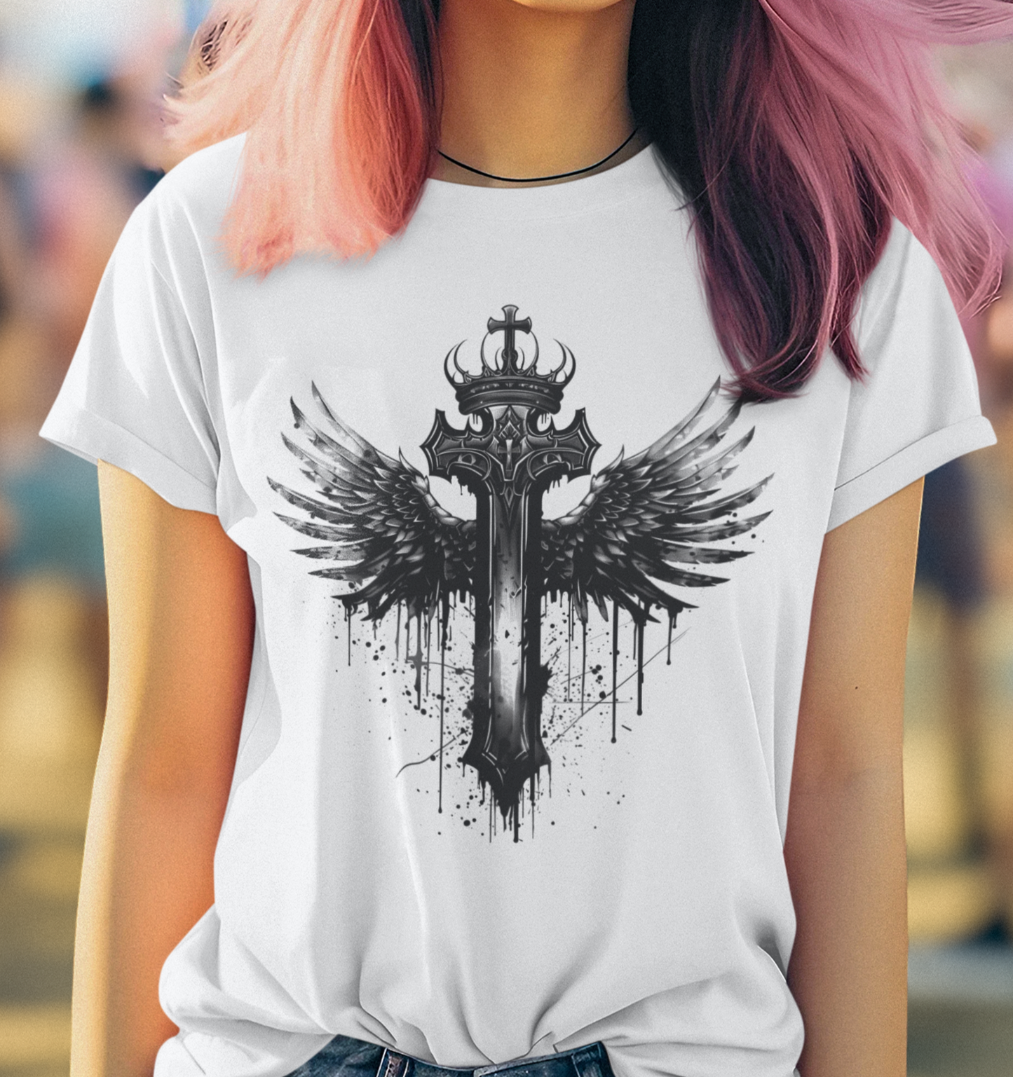 Cross and Wings Shirt, Cross T-Shirt, Wings T Shirt, Cross Angels Shirt, Cross Wings Graphic Tee, Jesus Lover Shirt, Gift for Her