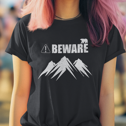 Beware Bear Shirt, Bear Mom Shirt, Bear Dad Shirt, Bear Graphic Tee, Bear Logo Shirt, Adventure Shirt, Hiking Shirt, Summer Camping Shirt