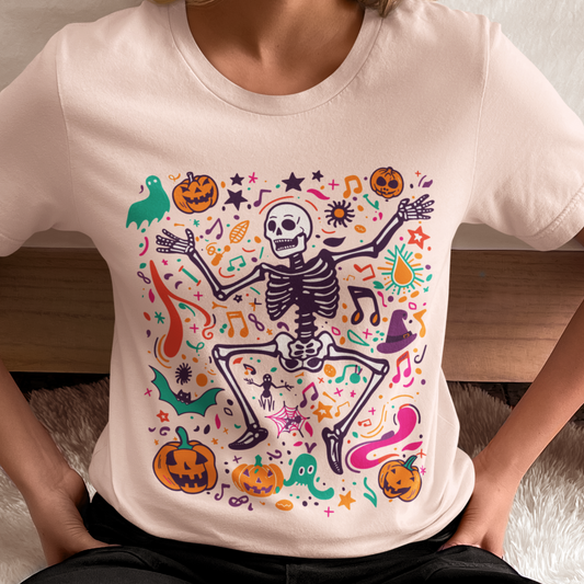 Funny Skeleton Shirt, Scary Skeleton Shirt, Halloween t-Shirt, Dancing Skeleton Shirt, Spooky Halloween, Pumpkin Skeleton Tee, Spooky Season