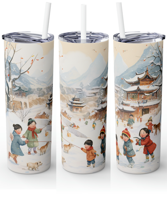 Chinese New Year Tumbler, Chinese Painting Tumbler, 2024 CNY Gift, Chinese New Year Scenery Tumbler, Chinese Winter Spring Tumbler