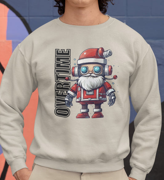 Christmas Sweatshirt, Funny Santa Sweater, Robotic Santa Sweatshirt, Christmas Gift Idea, Christmas Overtime Shirt, Santa Overtime Sweater