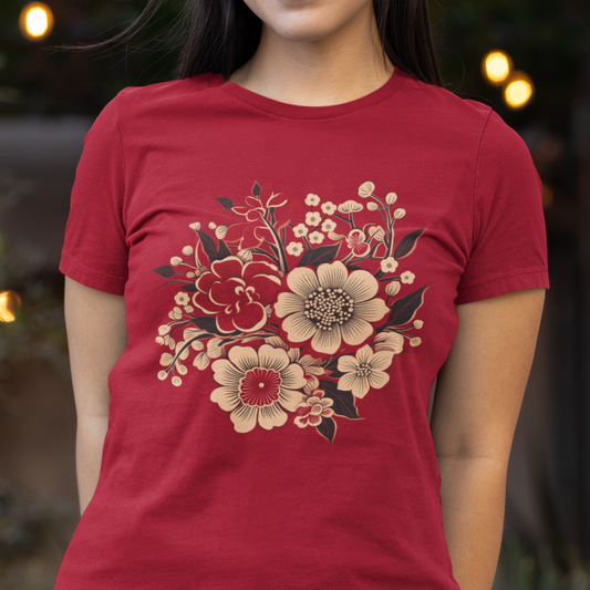 Red Floral Shirt, Chinese New year Shirt, 2025 CNY Shirt, Comfort Colors Flower Shirt, Lunar New Year T-Shirt, Oriental Flower Shirt