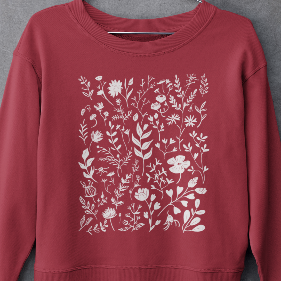 Flower Sweatshirt, Autumn Sweatshirt, Floral Sweater, Flower Pattern Sweater, September Sweatshirt, October Sweater, Hello Fall Sweatshirt