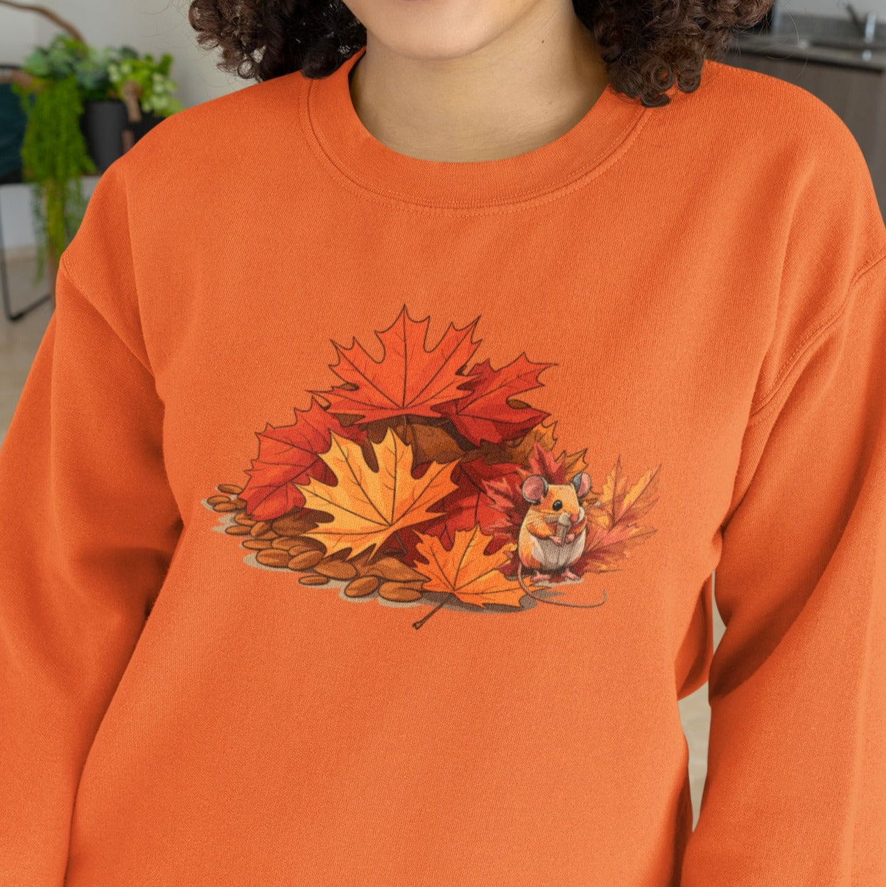 Fall Sweatshirt, Winter Sweater, Funny Mouse Sweatshirt, Maple Leaves Sweatshirt, Fall Leaves Sweatshirt, Winter Mouse Sweater