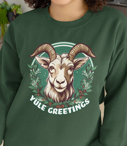 Christmas Sweatshirt, Yule Greetings Sweatshirt, Yule Sweater, Yuletide Sweater, Yule Time Sweater, Christmas Gift Idea, Yule Goat Sweater