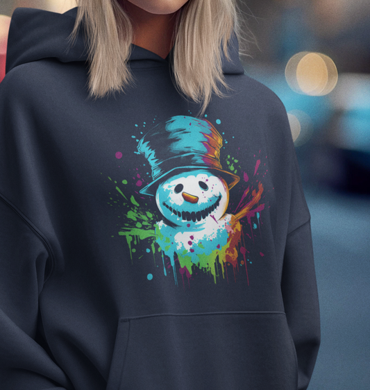 Christmas Snowman Hoodie, Snowman Graffiti Hoodie, Christmas Gift Idea, Winter Hoodie, Snowman Painting Hoodie