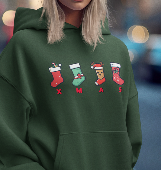 Christmas Hoodie, Stockings Hoodie, Christmas Stockings Hoodie, Christmas Gift Idea, Winter Hoodie, Holiday Hoodie, Stockings Logo Hoodie